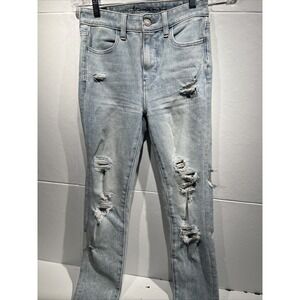 American Eagle The Dream Jean Super High Rise Jegging Distressed Size 0